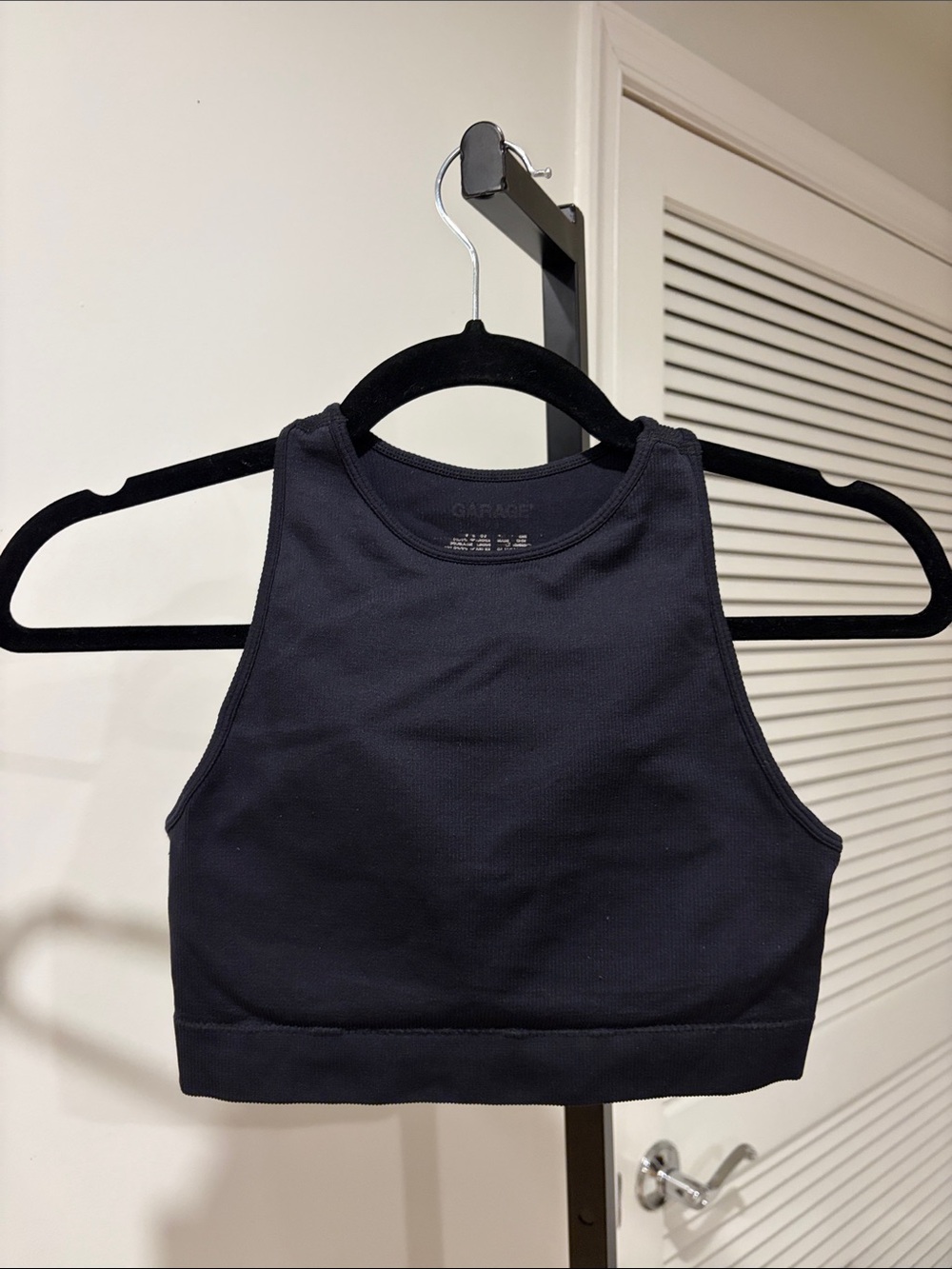 Garage Ribbed High Neck Sports Bra/Crop Tank | Small | Removable Pads